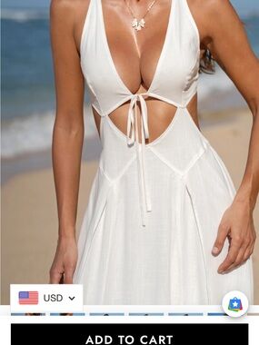 White Tie-Front Maxi Dress